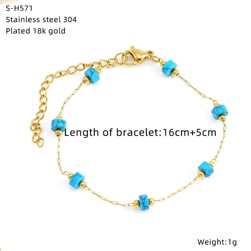 Titanium Steel Glazed Bead Pearl Bracelet, Sweet Crystal Natural Stone Colored Jewelry, High Sense Of Personality