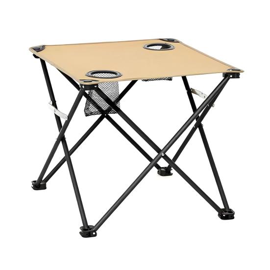 Folding Camping Cloth Table with 2 Cup Holders Carrying Bag Heavy Duty Waterproof Oxford Fabric Outdoor Picnic Beach Hiking Collapsible Table