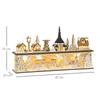 Christmas decoration, Christmas village, 10 LEDs, warm white light, 45 x 10 x 25 cm, wood decor