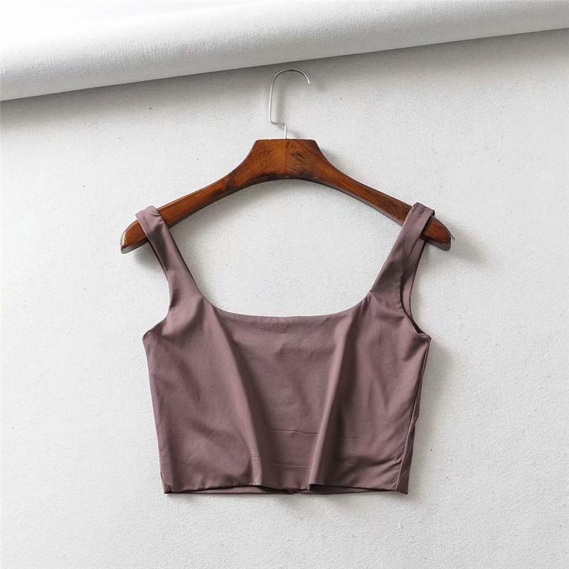 

Hot Sale Summer Women Sexy Sleeveless Tops Fashion Short Square Collar Tank Tops 4 Colors L кавовий