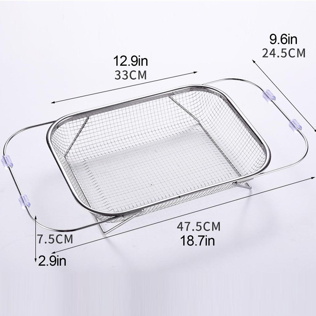 Over The Sink Colander Stainless Steel Extendable Fruit Drying Rack Kitchen Fruit Colanders For Kitchen Apartment Home Cooks