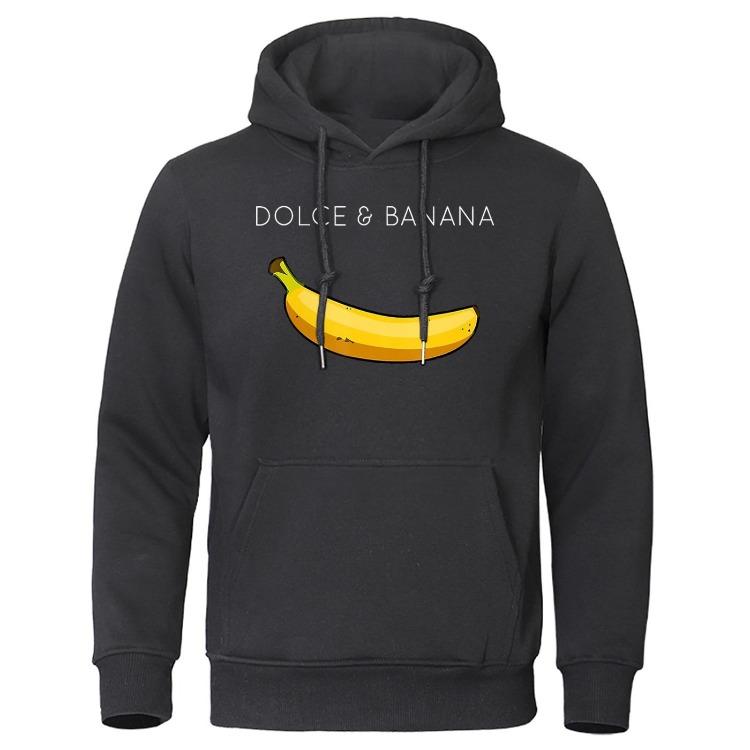 Fashion Women Hoodies Dolce Banana Printing Fleece Sweatshirt Loose Pullover Tops Warm Casual Pocket Sportswear Autumn