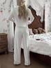 Women's European & American Lace Cardigan Pajama Set, Long-Sleeved Top & Pants, Autumn/Winter Style