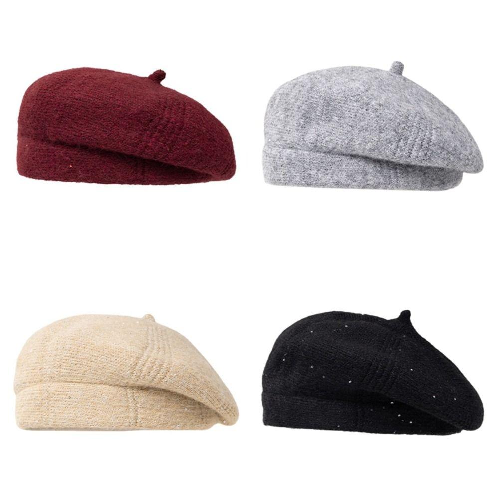 Retro Winter Knitting Berets Hat Warm Felt Berets Elegant French Artist Hat Autumn and Winter