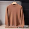 Men's 12-Gauge Double-Layer Half-High Collar 100% Cashmere Sweater, Long-Sleeved, Versatile, Business Casual, Warm Knitted Base Layer
