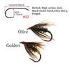 6PCS 12# Peacock Soft Hackle Copper Wire Wet Fly Nymph Rib Artificial Insect Baits Trout Bass Grayling Fishing Lures