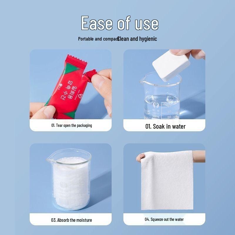 Individually Wrapped Thick Compressed Travel Towels: Portable Disposable Makeup Remover Cloths