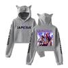 Anime KPop Dämonenjäger Damen Kapuzenpullover mit Katzenohren Cartoon Pullover Sweatshirt für Anime-, K-Pop- & Filmfans