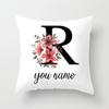 Personalized Name Flower Letter Pillow Case Alphabet Print White Square Pillow Case Dust Cover Bedroom Party Decoration
