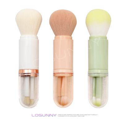 Sada přenosných štětců na make-up 4 v 1 s PVC krytem pro mini pudr a štětec na oči