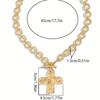 Hammered Bold Cross Necklace Thick Chain Set for Women Men Chunky Golden Silvery Statement Pendant Necklace Vintage Chain Pendant Jewelry