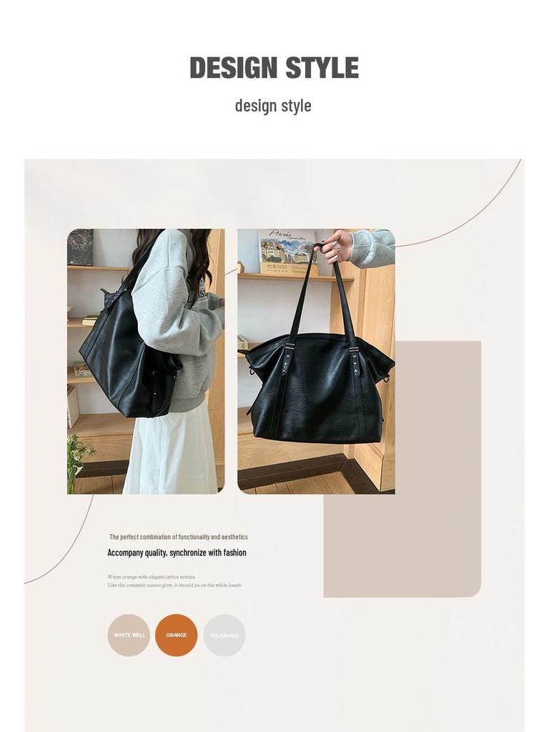 Damska Retro Torba Tote z Miękkiej Skóry - Duża Pojemność, Prosta i Wszechstronna Torba na Ramię