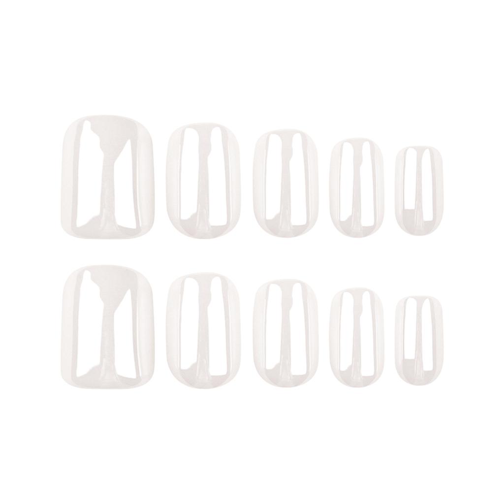 24 Pieces Wear Nail Pads Moonlight White Solid Color Nail Art Removable Fake Nail Short Nail Patch