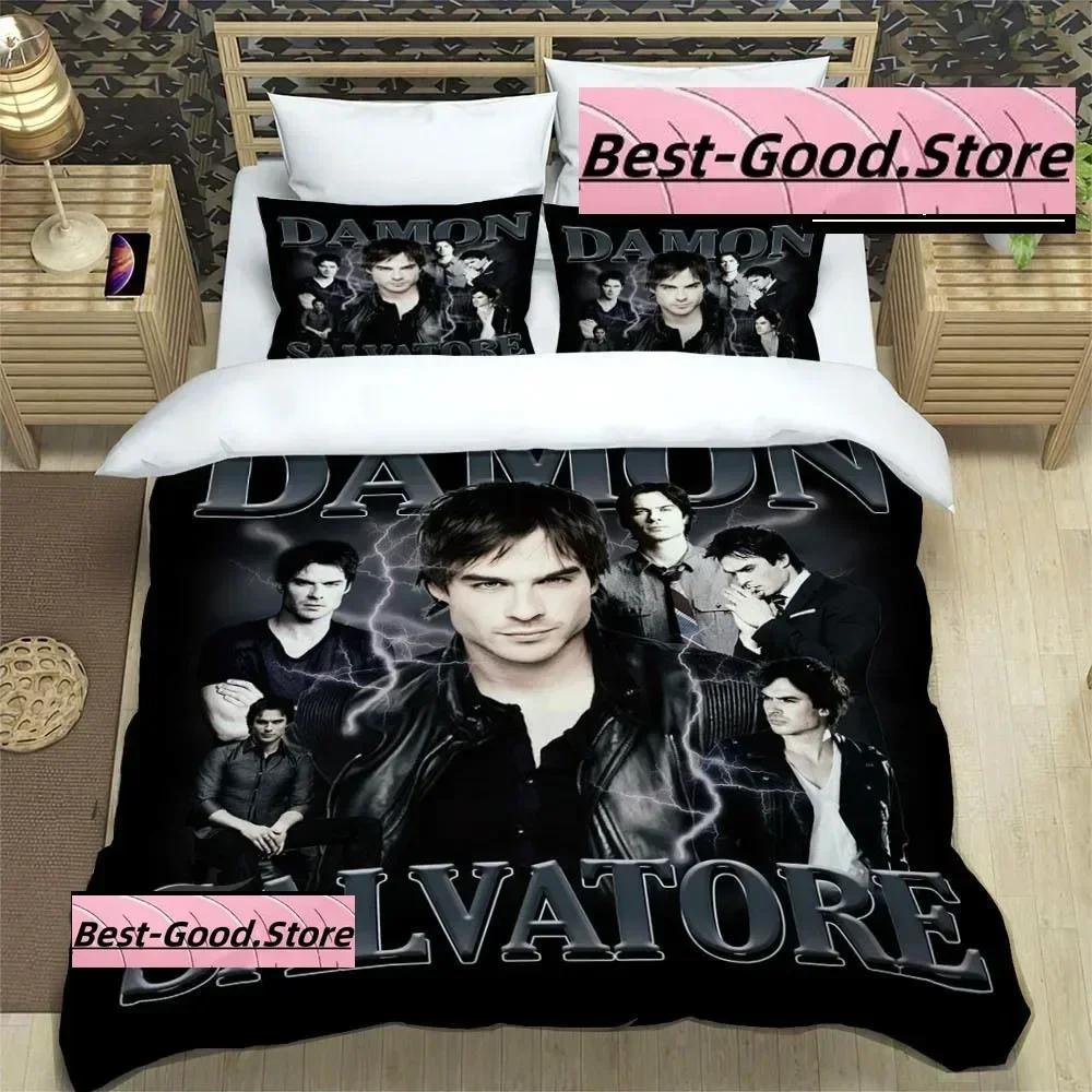 Vampire Diaries Damon Salvator Bedding Set Printed Bed Set With Pillowcase Duvet Cover Soft Single Double Queen Super King Size