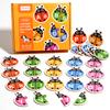 Wooden Ladybug Alphabet Matching Puzzle Double Sided Cards Words Letters Learning Toy Interactive Tabletop Game