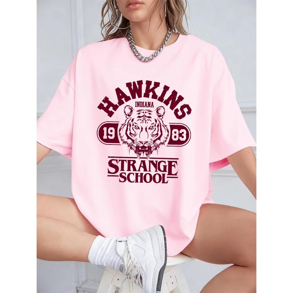 Hawkins Strange School 1983 Prints T-Shirts Women Summer Short Sleeve Tops O-Neck Oversized T Shirt Casual Womans Clothes