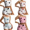 Women Vest Top and Shorts Nightgown Heart Pattern Loungewear