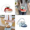 Plush Cartoon Shoe Shaped Shoulder Bag For Girls With Zipper Closure And Inner Pouch