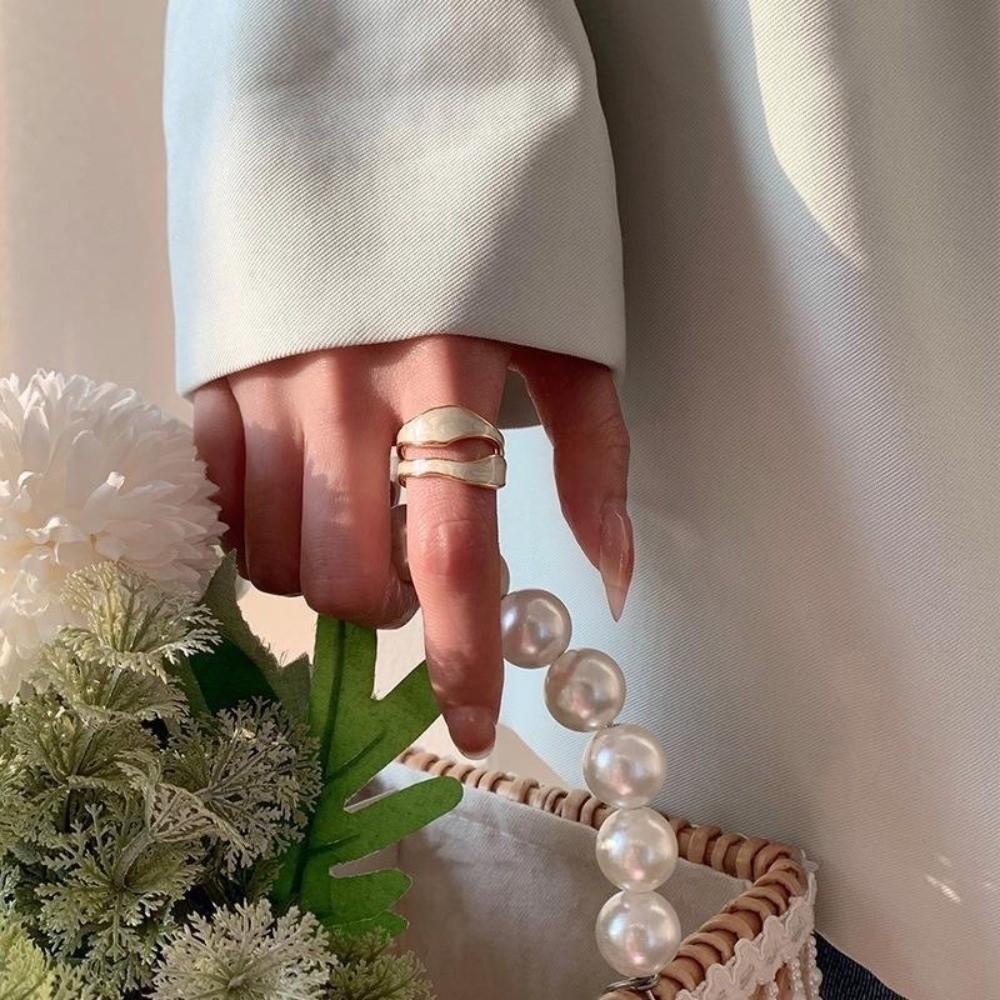 White Color Geometric Ring Vintage Style Metal Ring Vintage Adjustable Ring Girl