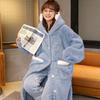 Autumn/Winter Shark Cartoon Hooded Pajama Set - Thick Coral Fleece Two-Piece Homewear