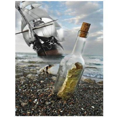 5D Diy Diamond Painting Sailboat Drifting Bottle Diamond Embroidery Full Round