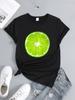 Lemon Print T-Shirt Casual Crew Neck Harajuku Sleeve Casual Womens Clothing Street Tops Aesthetic Clothes Aesthetic Clothes