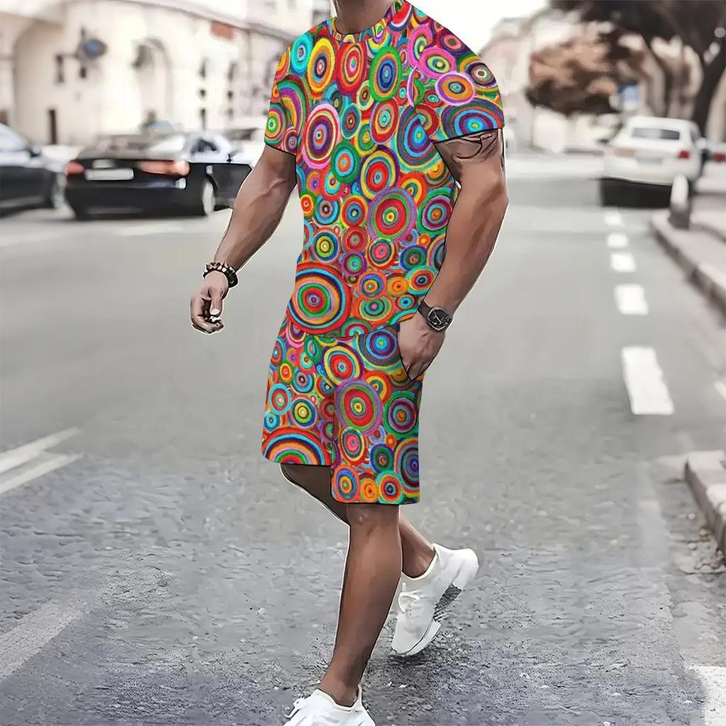 Men Full Black White Paisley Bandana Print Short Sleeve Tee And Matching Shorts Two Piece Outfit