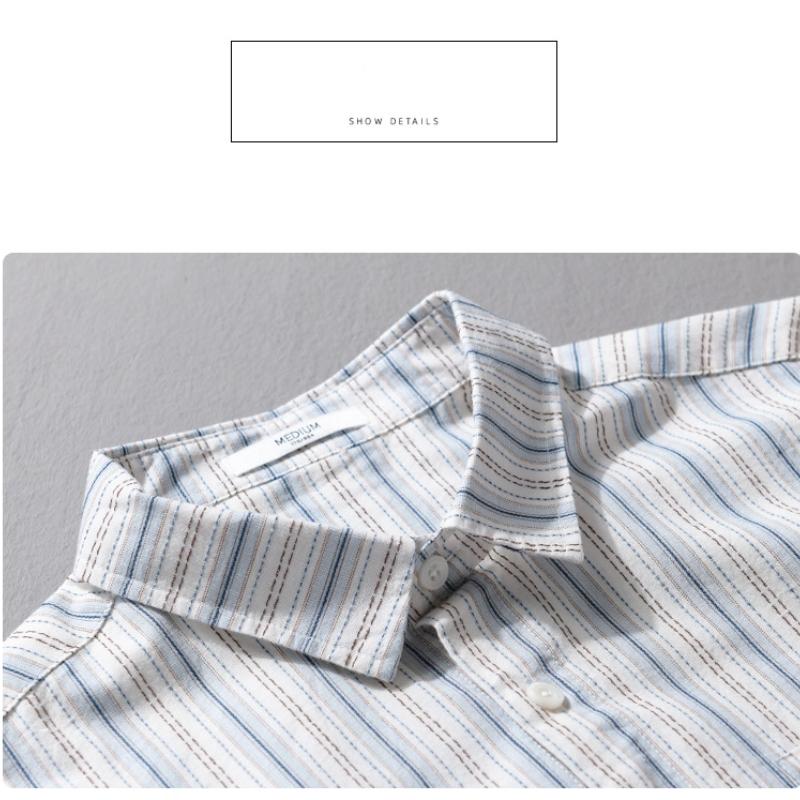 Japanese Style Striped Long Sleeve Shirts for Men Daily Spring/Autumn Pure Cotton Soft and Comfortable Casual Tops Youth New Fashion Men Shirt