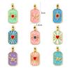 2PCs Brass Pendants 18K Gold Plated Enamel Octagon Pearlescent Sun Heart Star Angel Pendants For Necklace DIY Making 3cm X 1.4cm