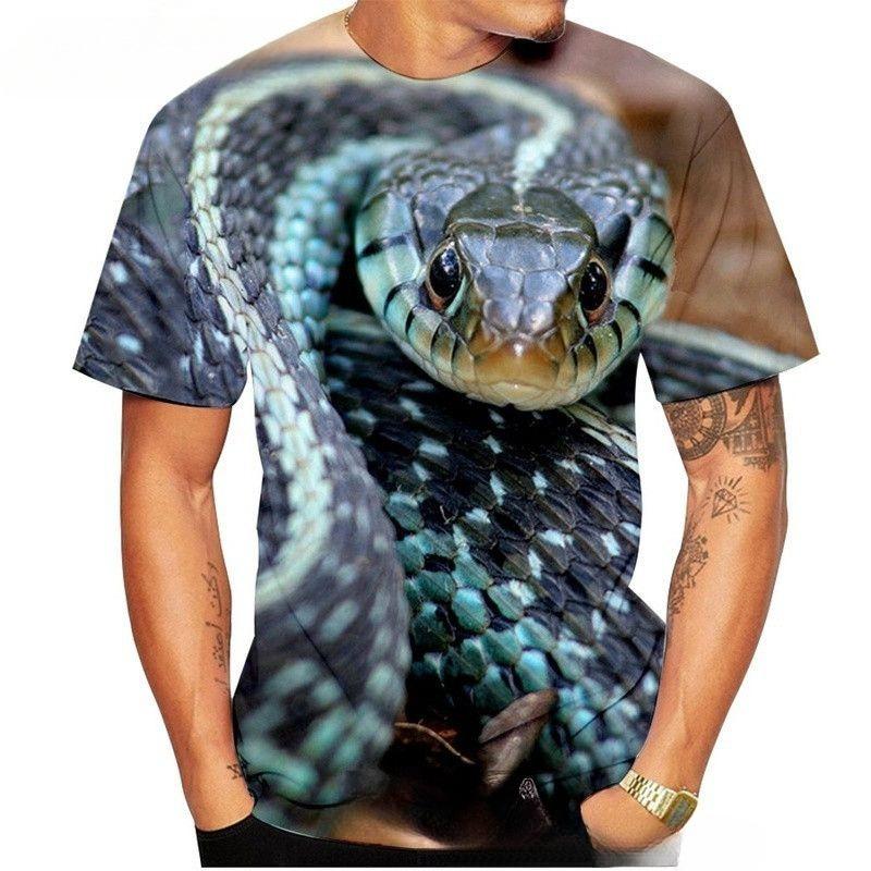 

Летняя мужская трендовая футболка с 3D-принтом змеи 6XL