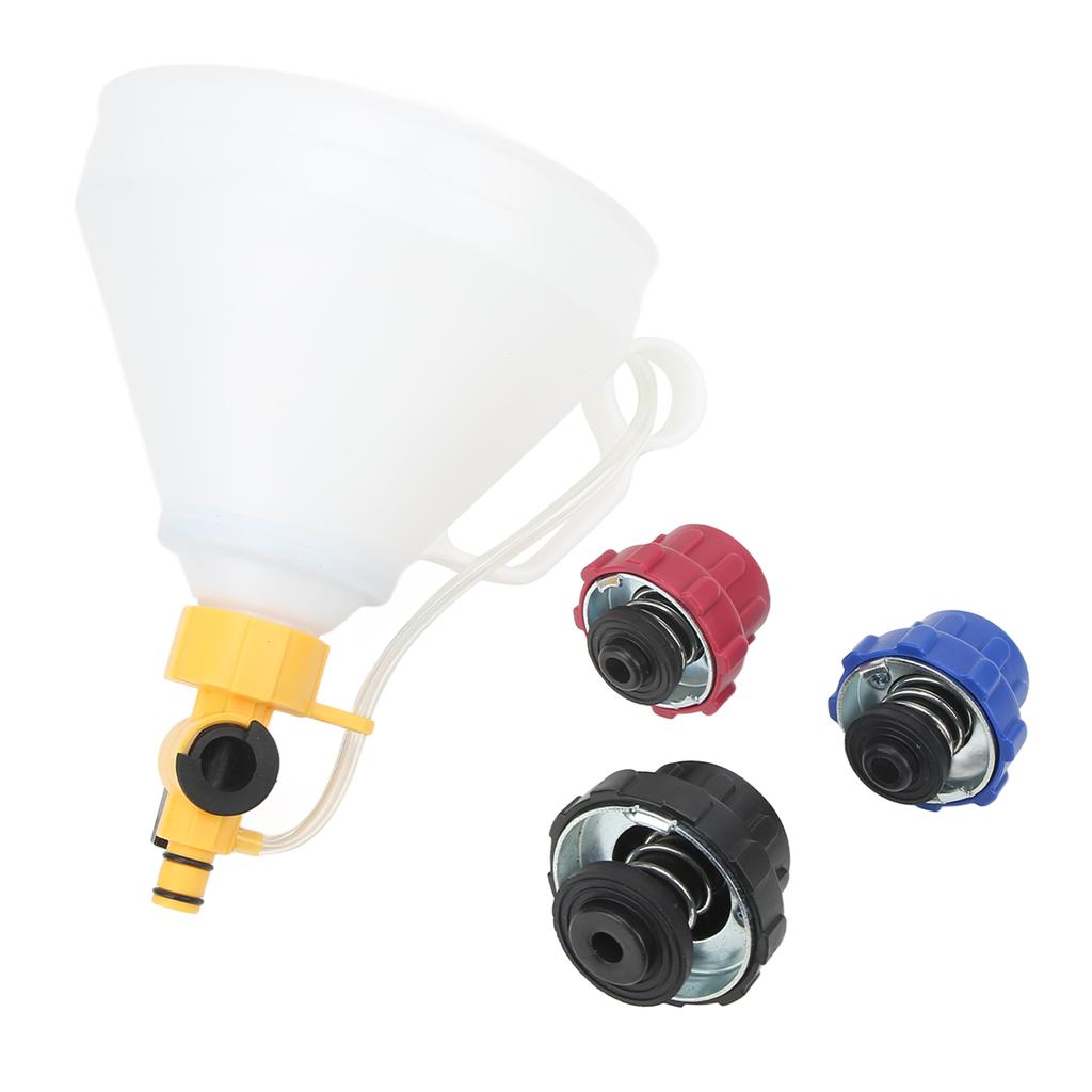 Radiator Coolant Refill Funnel Spill Proof Engine Cooling System Filling Kit with 3 Adapters Replacement for Ford