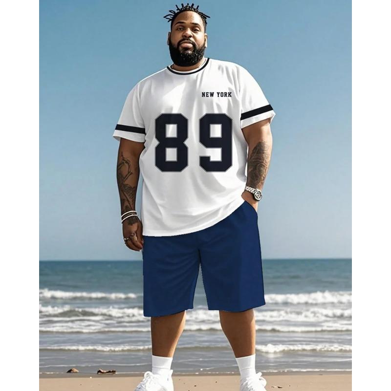 6XL Plus Size Men's Chicago Sports Graphic T-Shirt & Shorts Set - Soft Breathable Athletic Outfit