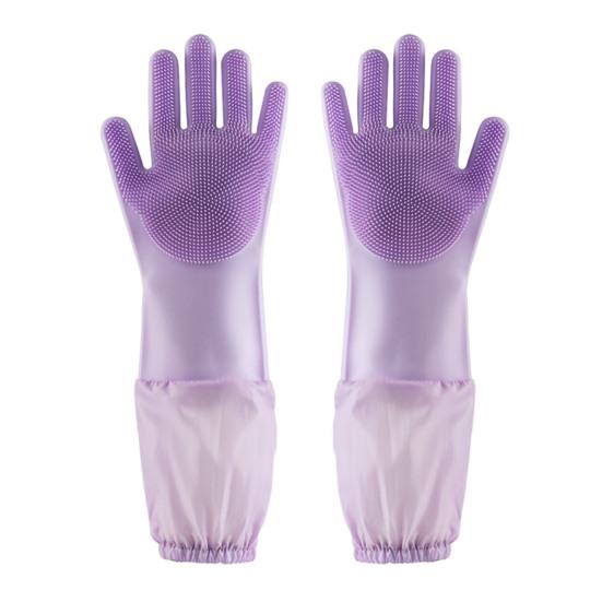 1 Pair Housework Gloves Silicone Cleaning Gloves with Anti-Slip Texture
