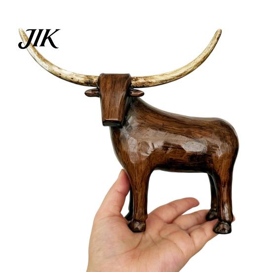 Vintage Aesthetic Home Accessories Longhorn Bull Sculpture, Rustic Farmhouse Animal Figurine, Western Style Pastoral Shelf Display Decorative