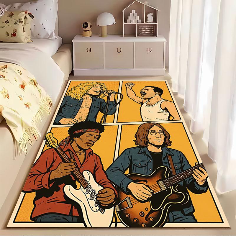 Legendary Musicians Graphic Carpet suitable as a non-slip mat for the living room or bedroom sofa