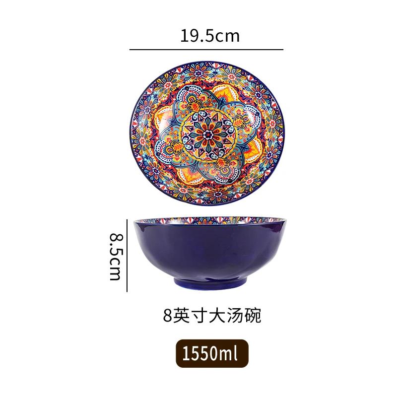 Böhmisches Keramikschüssel- und Geschirrset Reisnudelsuppenschüsseln Doppelohr Geschirrset für Zuhause