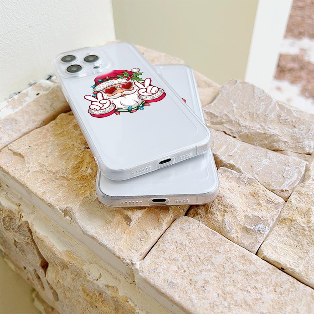 N98 Frohes neues Jahr Frohe Weihnachten Hochwertige klare Telefonhüllen für iPhone 16 15 Pro Max Samsung S23 A15 A35 Xiaomi Redmi Weiche stoßfeste Rückseite