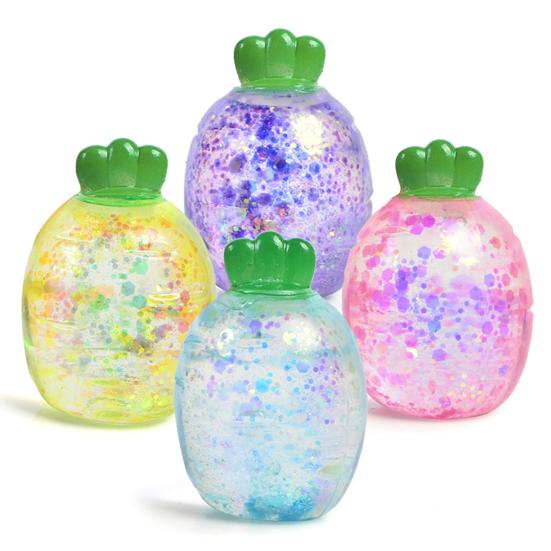 1/2/3/4Pcs Mini Radish Squeeze Toy Stress Relief Clear Glitter Radish Stress Sugar Ball Sensory Toy Decompression Fidget Toy Party
