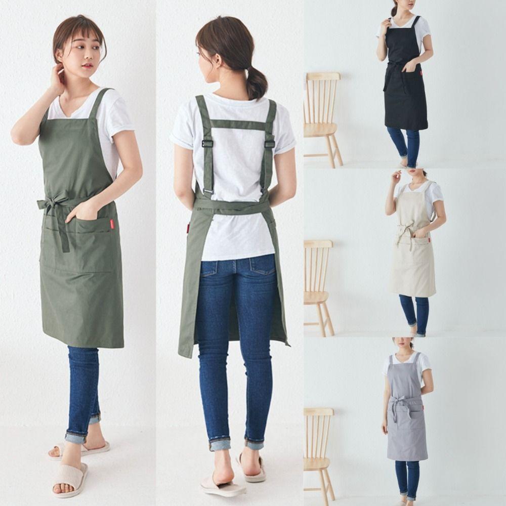 Hanging Neck Household Waterproof Apron Cotton Kitchen Apron Japanese-style Apron  Restaurant