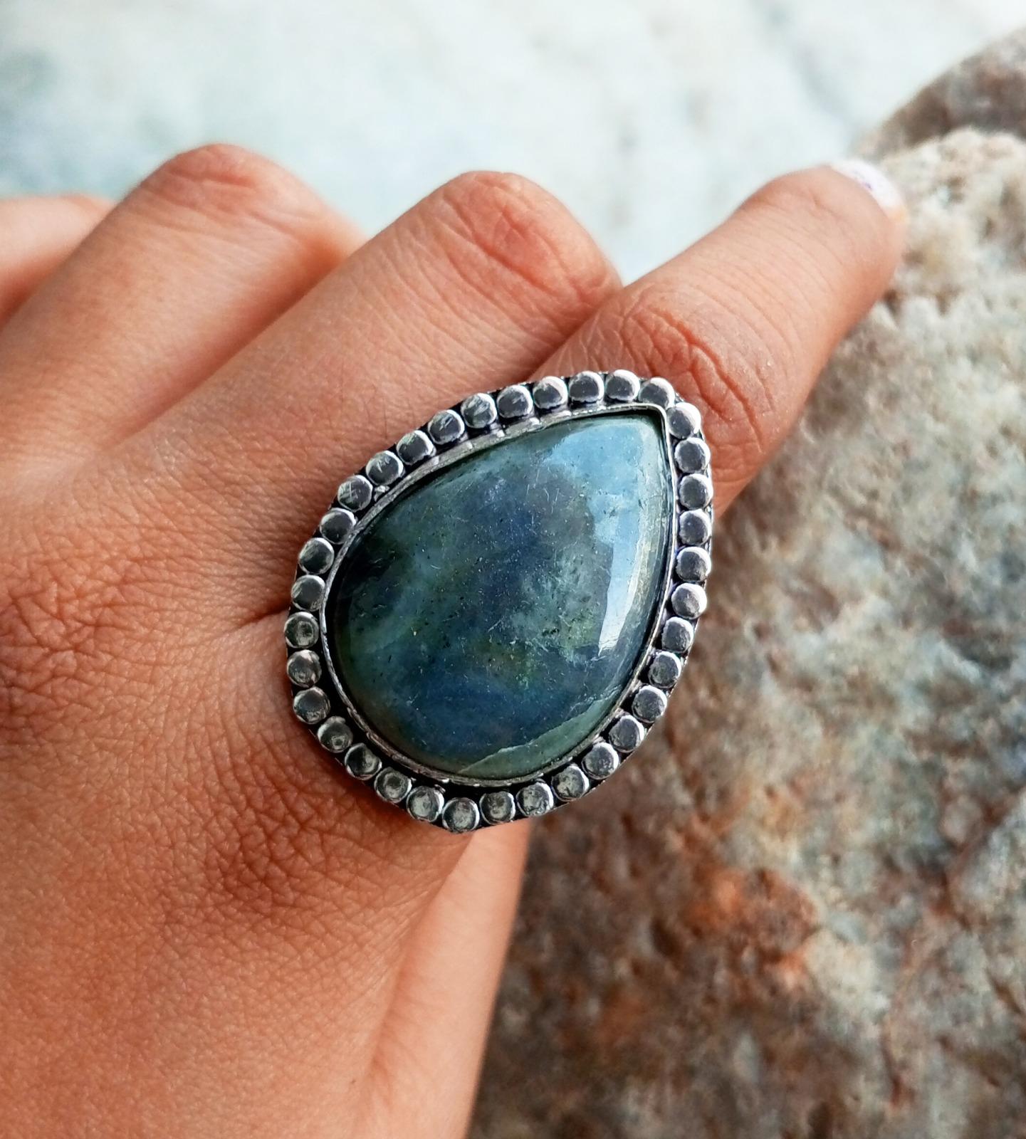 

Дизайнерское кольцо из 1 предмета с драгоценным камнем лабрадоритом из стерлингового серебра 925 пробы