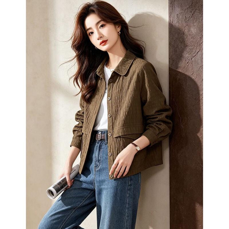 D.F.DEAR Women's Textured Loose Fit Lapel Jacket
