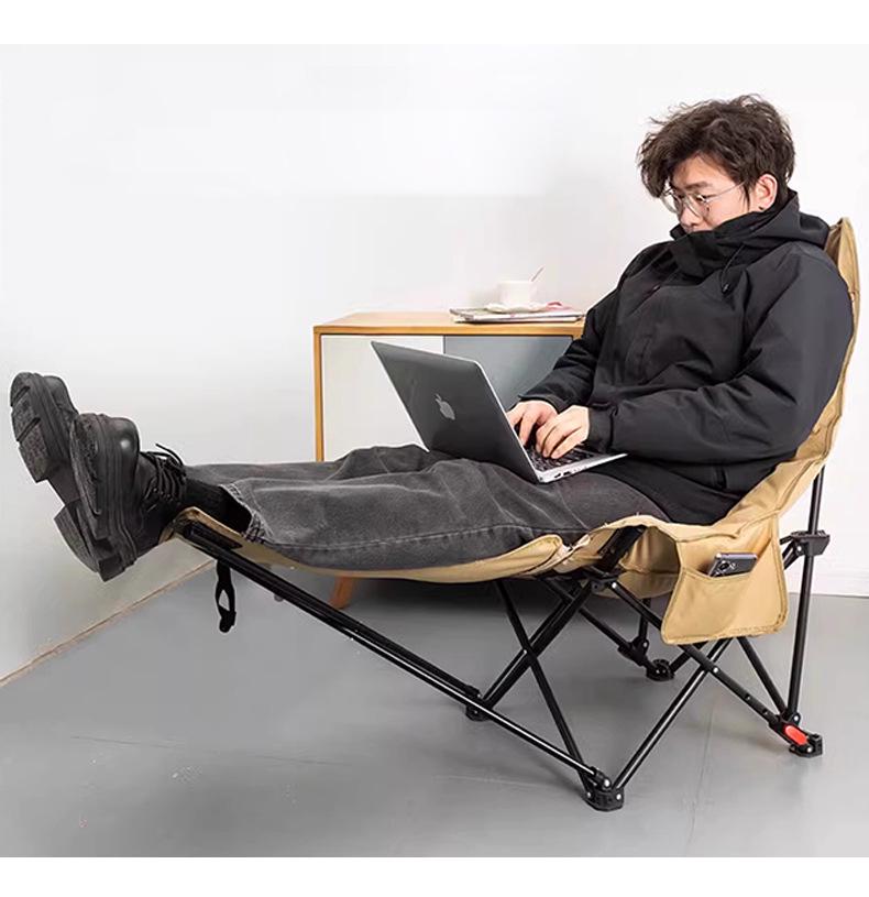 Portable Multi-Gear Adjustable Outdoor Recliner Chair – Sit, Lie, and Sleep with Cotton Padding
