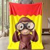 Curious GeorgePrinted Flannel Blanket Cozy Skin-Friendly Warm Throw for Couch Bed Indoor Daily Use