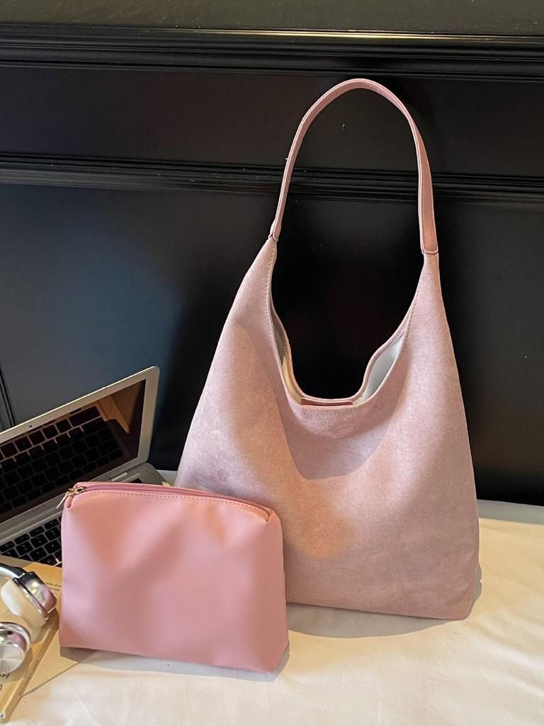 2025 Winter Retro Wildleder Schultertasche - Vielseitige Uni-Farbe, Große Kapazität, Unterarm-Bucket-Stil.