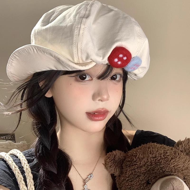 

Женская разноцветная японская ретро кепка художника из хлопка и льна с фетровой пуговицей