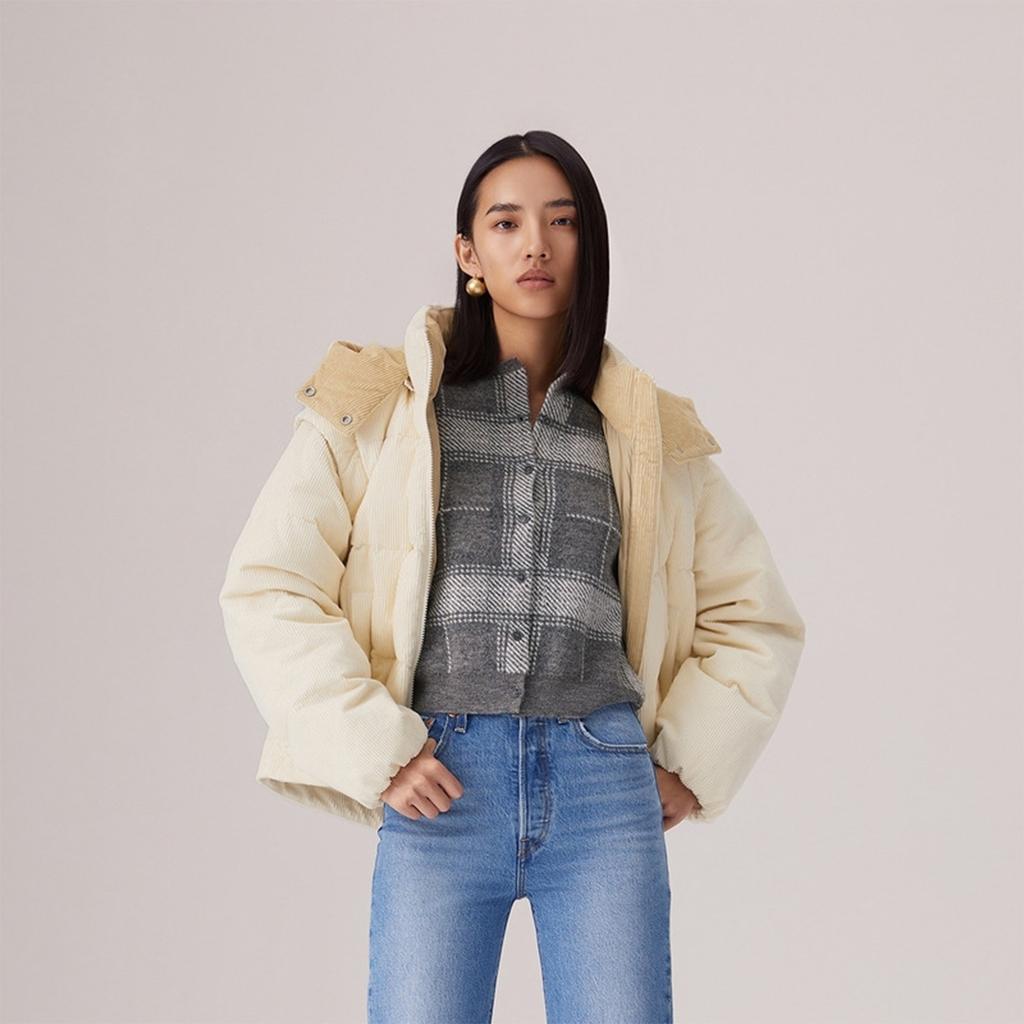 Levis Winter Warm Series Corduroy Insulated Comfortable Down Jacket Women outerwear 0051D-0000
