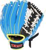 ZETT Catch Ball Glove, Beginner's, with Shock Absorbing Pads, 10-inch (for Lower Elementary Students), Right-Handed Throw, Black X Ocean Blue, BDG2100