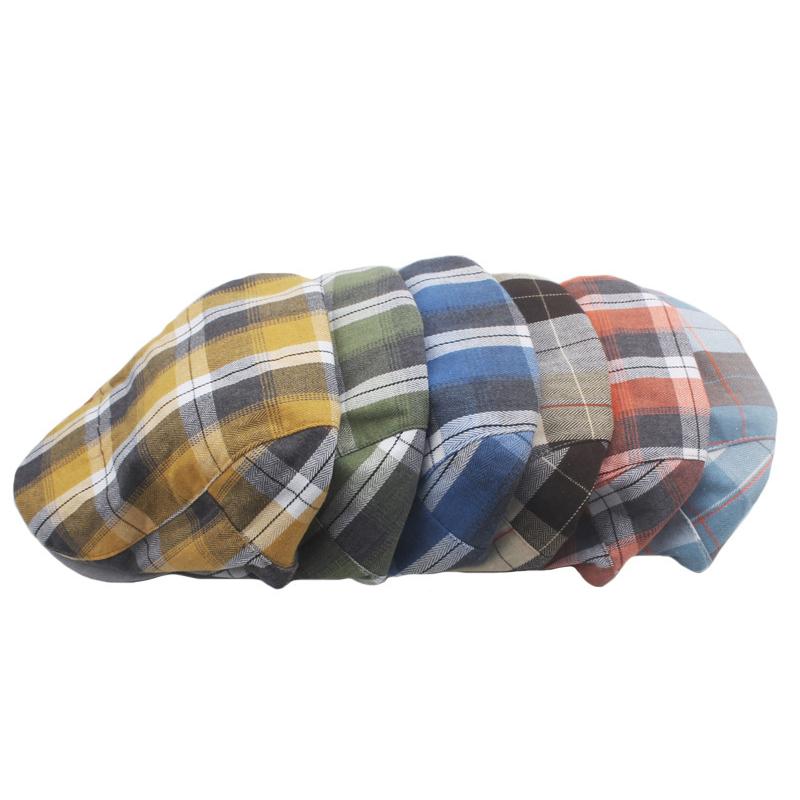Bunte karierte Baskenmütze, Newsboy-Kappen, Herren-Stürmermütze, Frühling und Herbst, britische Retro-Kappe, Damen-Gatsby-Malerhüte, Efeu-Hut, Boina