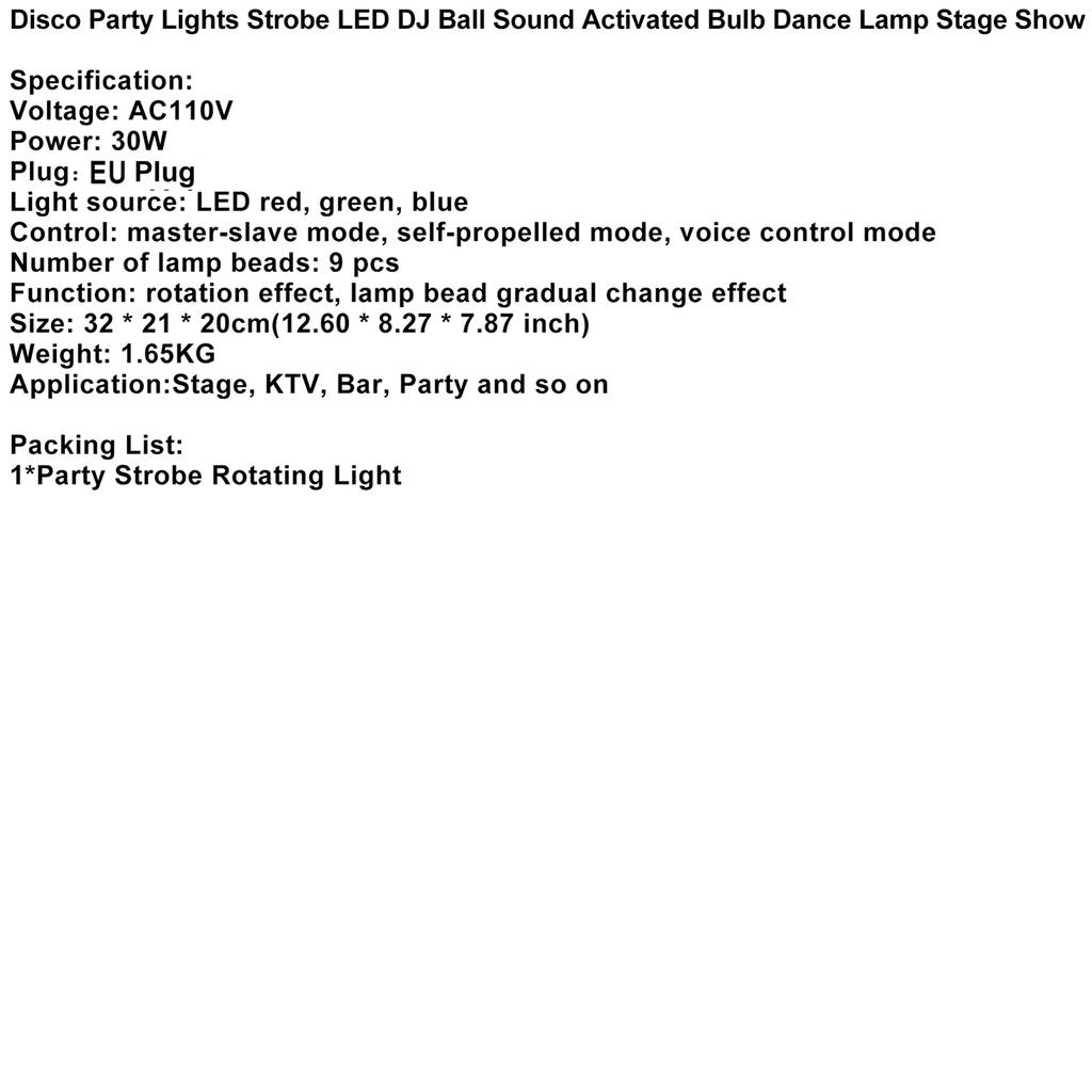 Disco Party Lights Strobe LED DJ Ball Sound Activated Bulb Dance Lamp Stage Show
