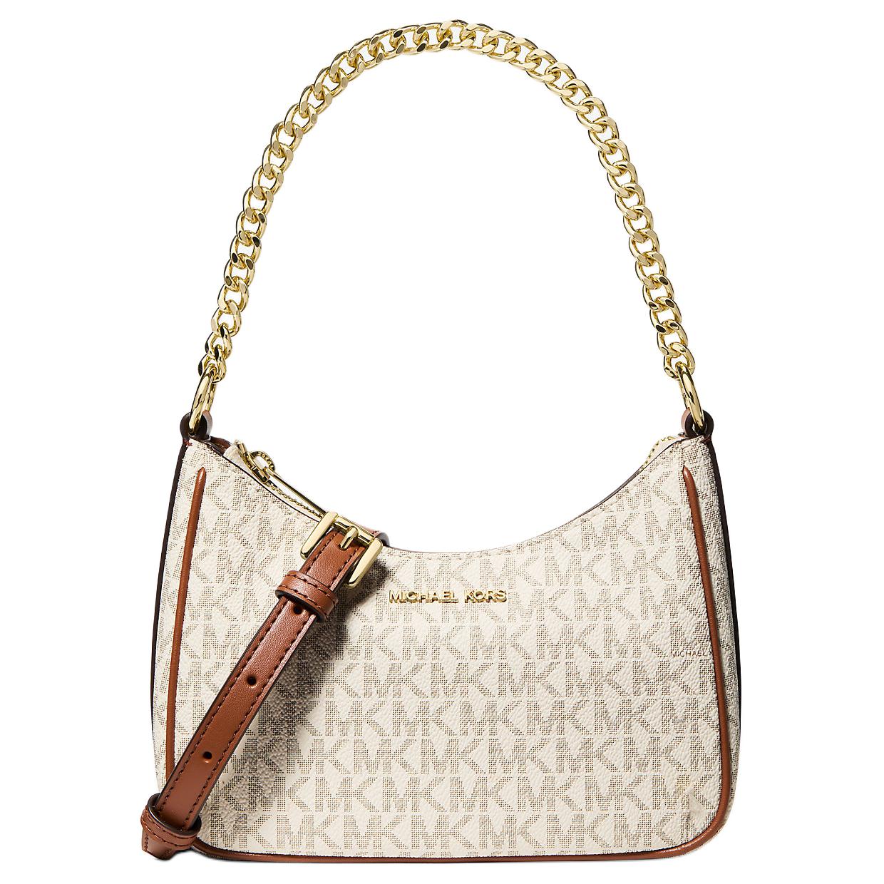 Michael Kors Jet Set Logo Gold Hardware Coated Canvas Crossbody Bag Women bags Vanilla 35F5GTVC0B-VANILLA Basic Set (Bag)